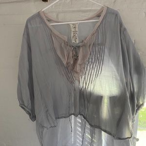 Free People Flowy Grey Blouse